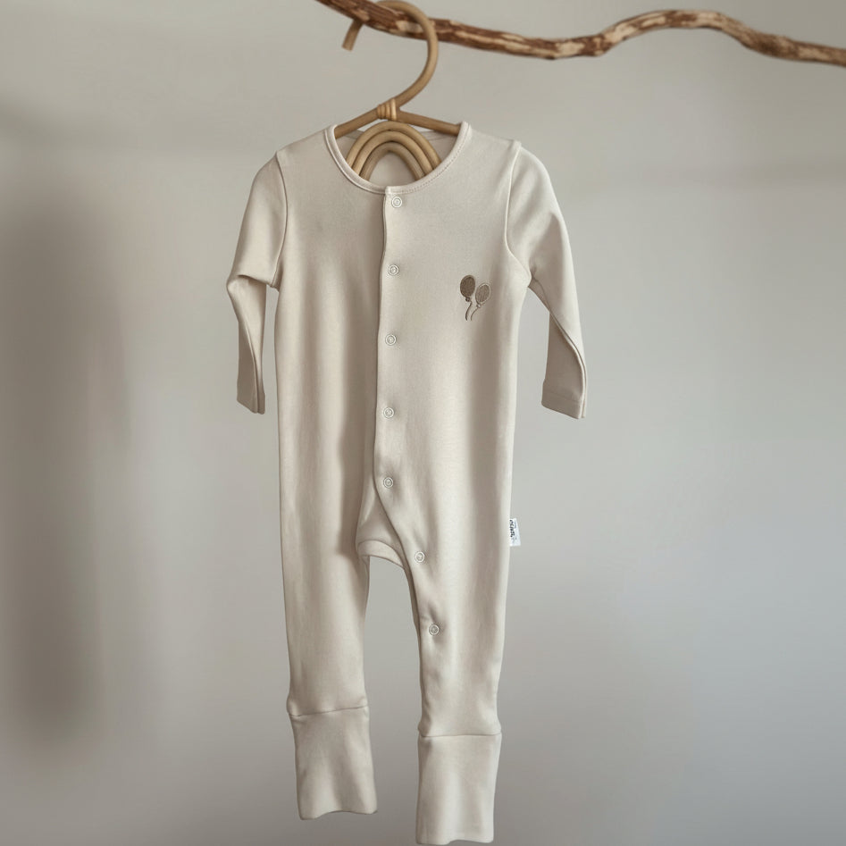 Long Sleve Fold-Over Feet Rompers