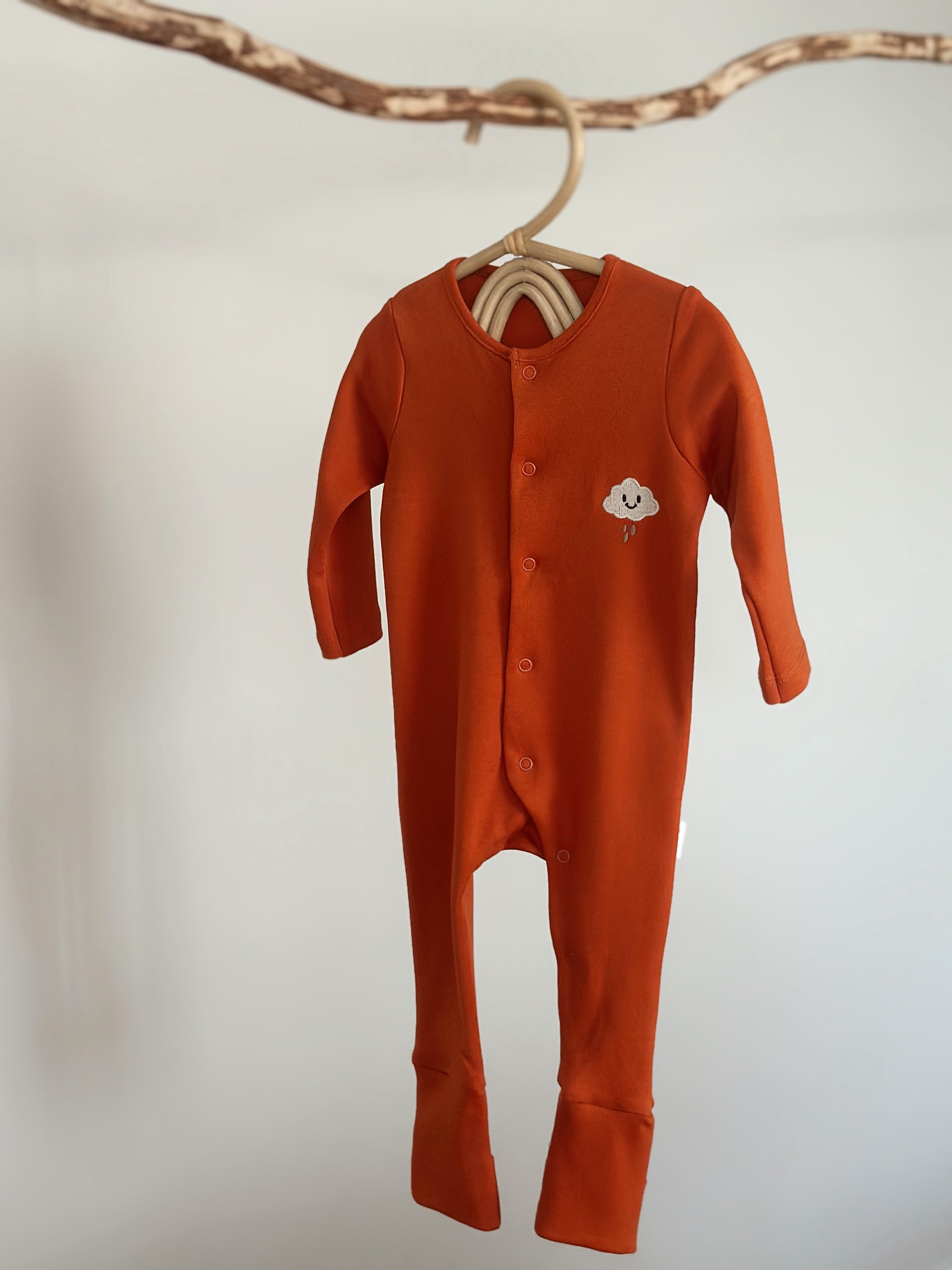 Long Sleve Fold-Over Feet Rompers