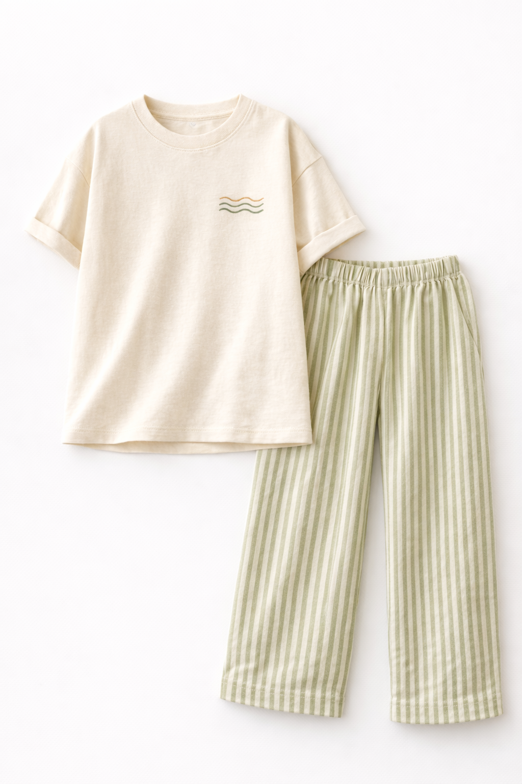 Striped Muslin Pants & T-Shirt