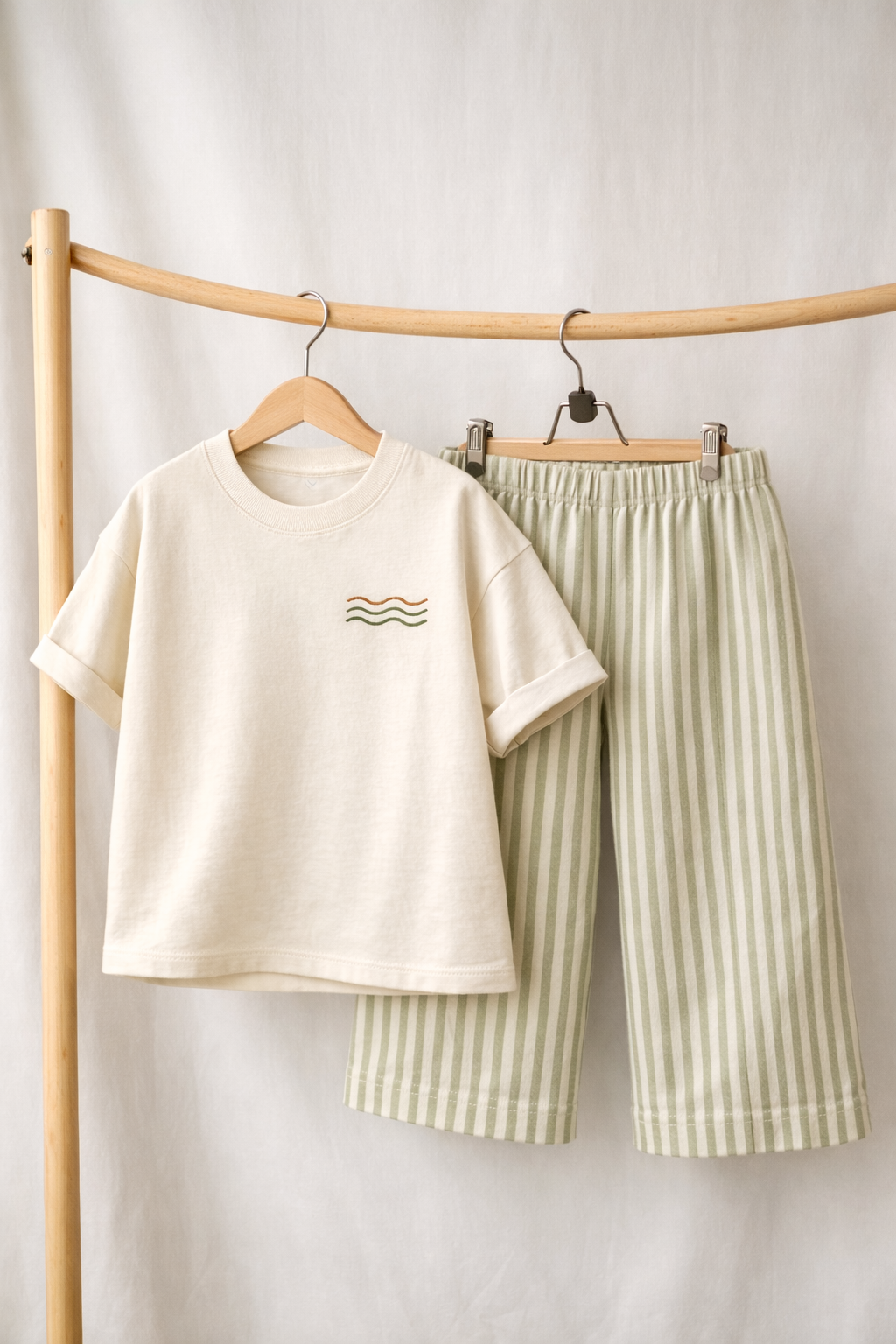 Striped Muslin Pants & T-Shirt
